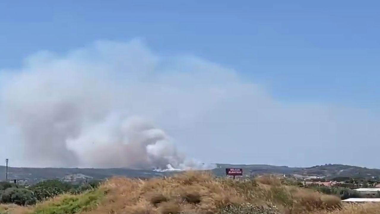 Çeşme Alaçatı Port’ta yangın çıktı: Çöplük alana itfaiye müdahalesi
