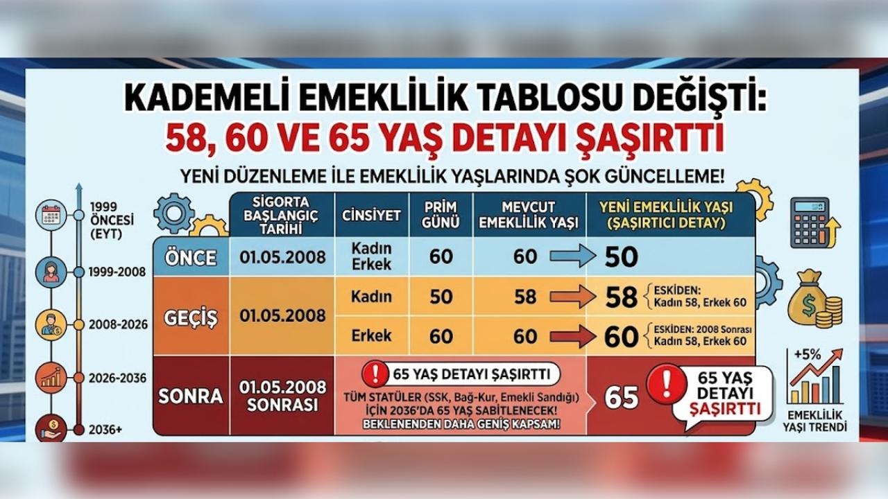 Kademeli emeklilik tablosu değişti: 58, 60 ve 65 yaş detayı şaşırttı